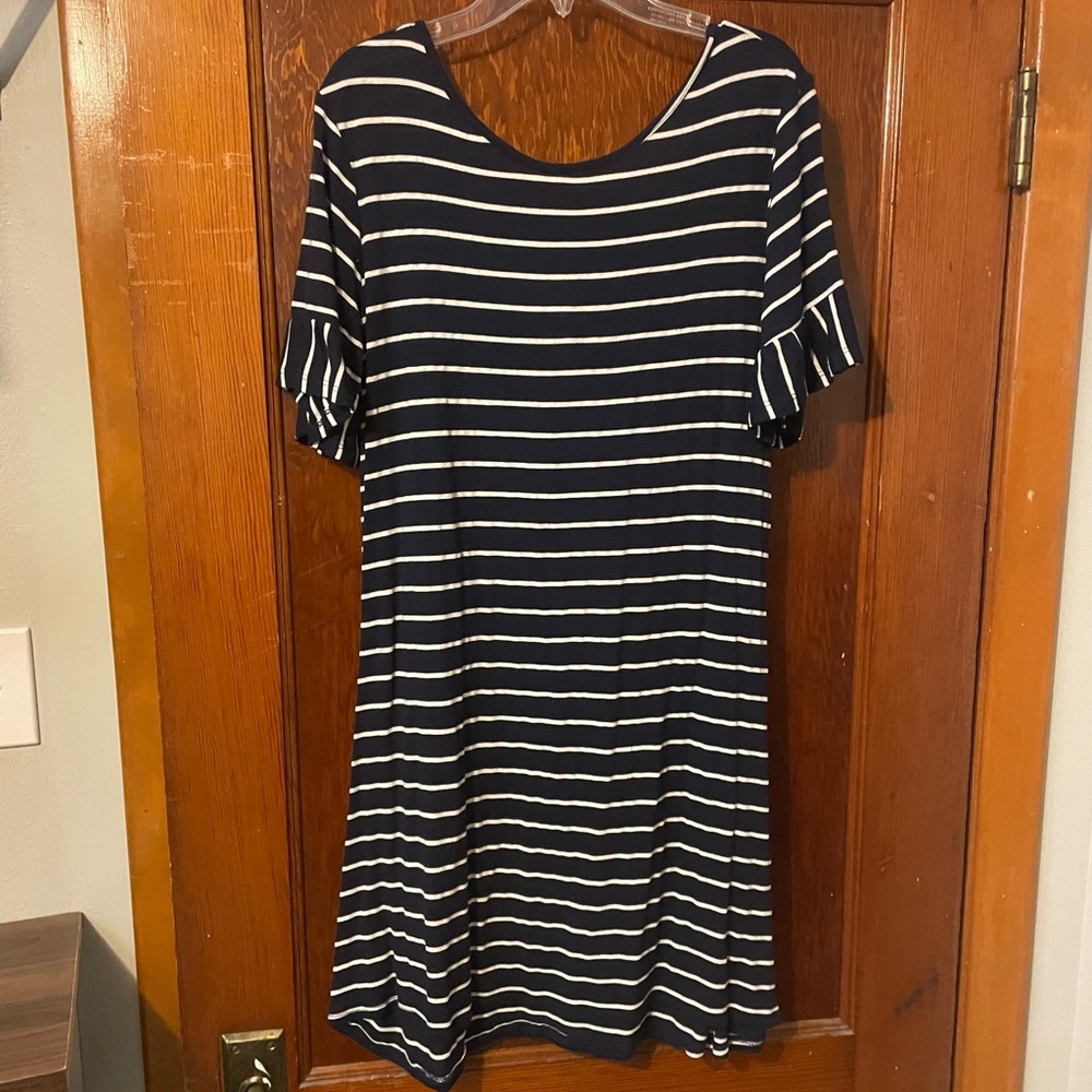 Navy and White Striped Dress